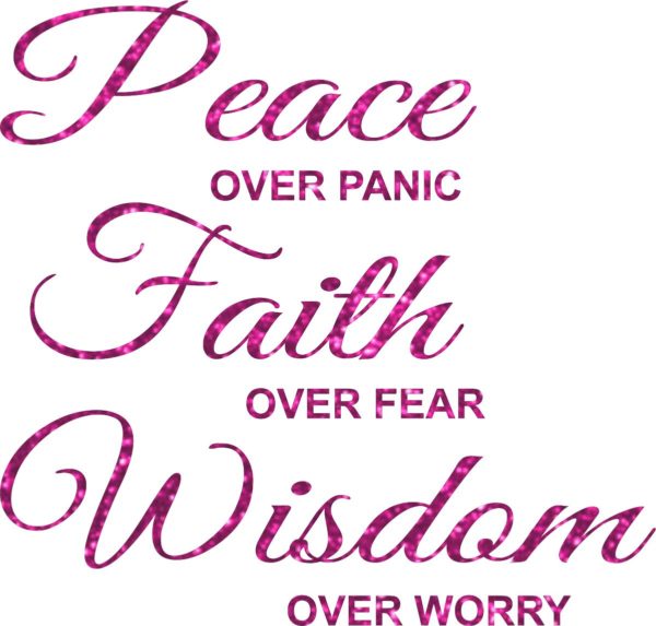 Peace Faith Wisdom V neck T shirt - Image 2