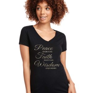 Peace Faith Wisdom V neck T shirt