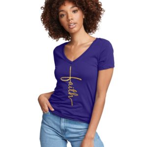 Faith Cross V neck T shirt