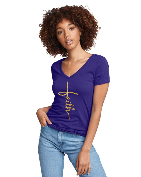 Faith Cross V neck T shirt
