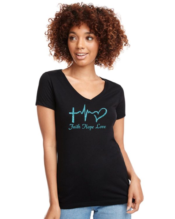 Faith Hope Love V neck T shirt