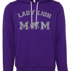Women's/Unisex Lady Lion Soft Hoodie for Mom with Silver Glitter or Standard White Mascot