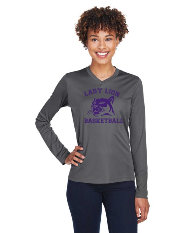 Women's Lady Lion Long Sleeve Performance V Neck T Shirt - Image 3