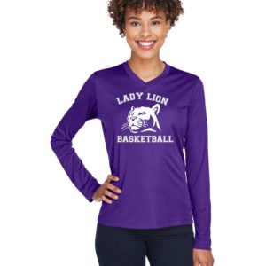 Women's Lady Lion Long Sleeve Performance V Neck T Shirt