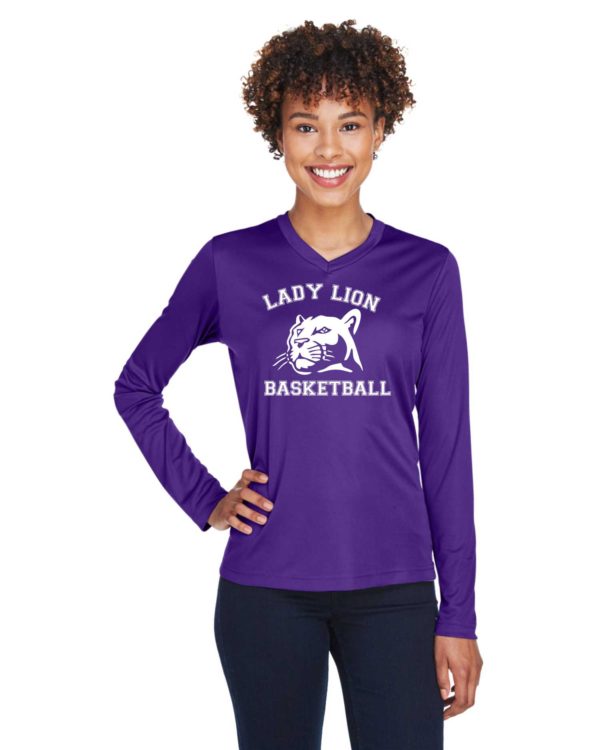 Women's Lady Lion Long Sleeve Performance V Neck T Shirt