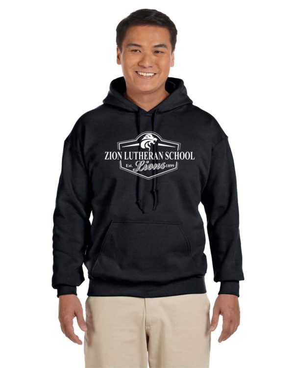 Zion Adult 50/50 Blend Hoodie with Emblem Logo - Image 3