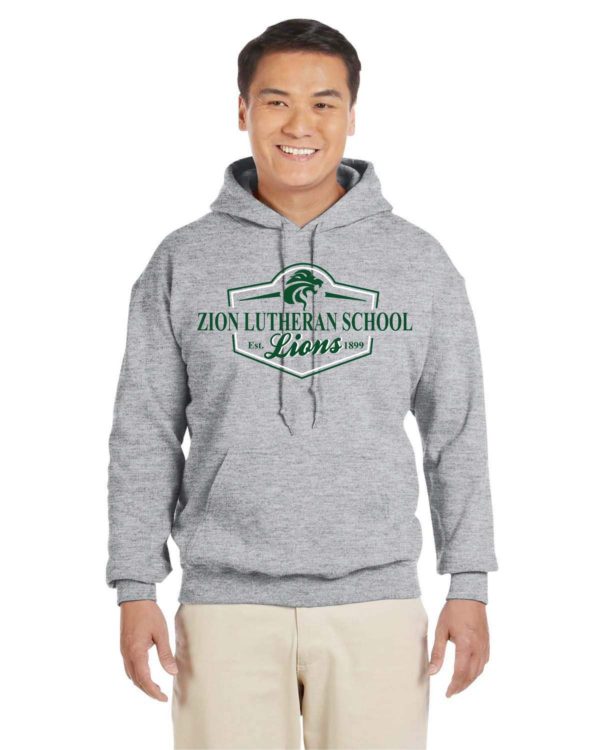 Zion Adult 50/50 Blend Hoodie with Emblem Logo - Image 2