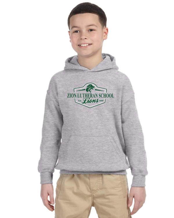 Zion Youth 50/50 Blend Hoodie with Emblem Logo - Image 2