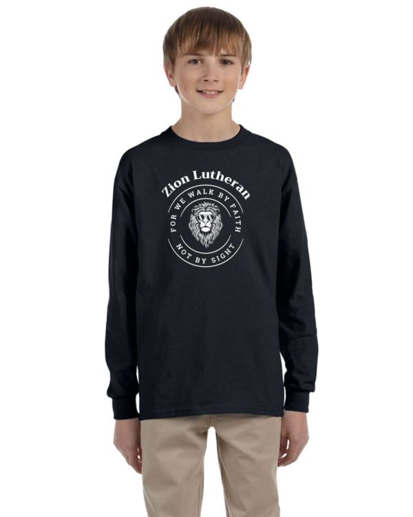 Zion Youth Long Sleeve 50/50 T shirt with Sunglass Lion - Image 3