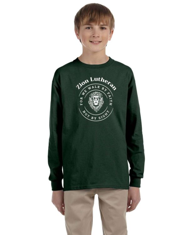 Zion Youth Long Sleeve 50/50 T shirt with Sunglass Lion - Image 2