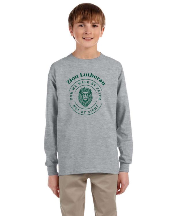 Zion Youth Long Sleeve 50/50 T shirt with Sunglass Lion