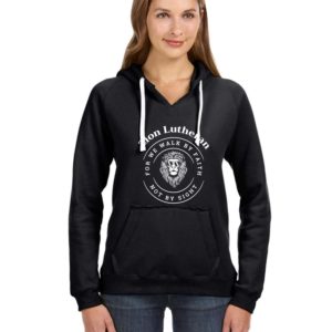Zion Ladies Fit Soft Vneck Hoodie with Sunglass Logo